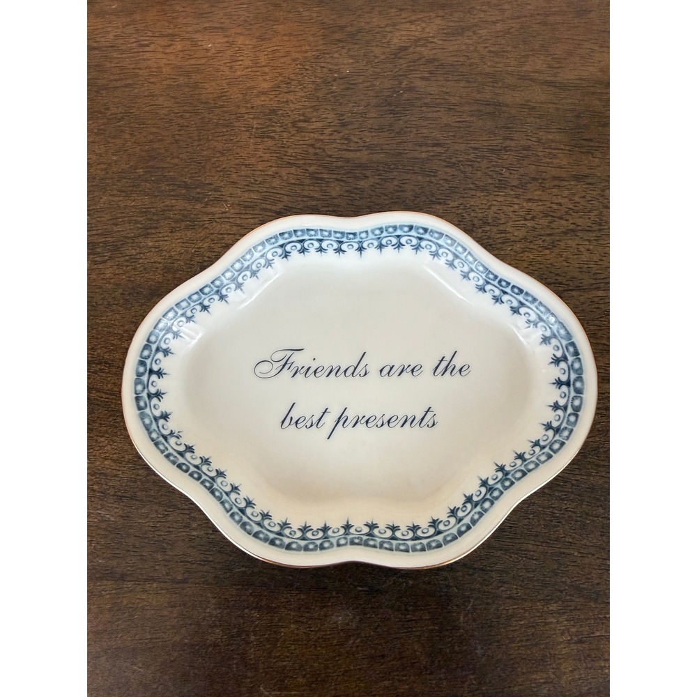 VTG 1980s Gump's SF Andrea by Sadek Blue White "Friends...Presents" Trinket Dish - Picture 6 of 10